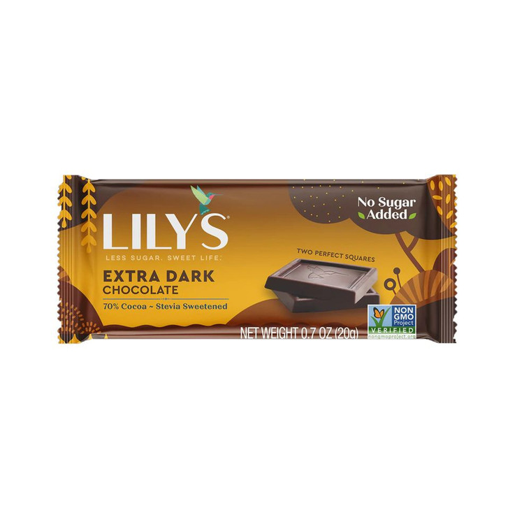 3 PACK OF Lilys Sweets Extra Dark Chocolate Bar 70% Cocoa -- 0.7 oz