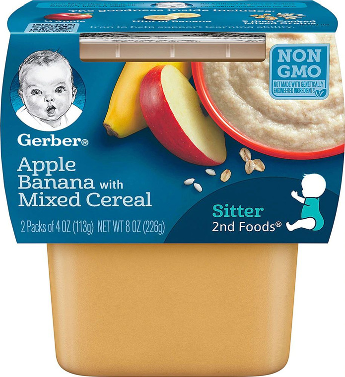 3 PACK OF Gerber NatureSelect 2nd Foods Fruits Apples & Bananas with Mixed Cereal -- 2 Packs
