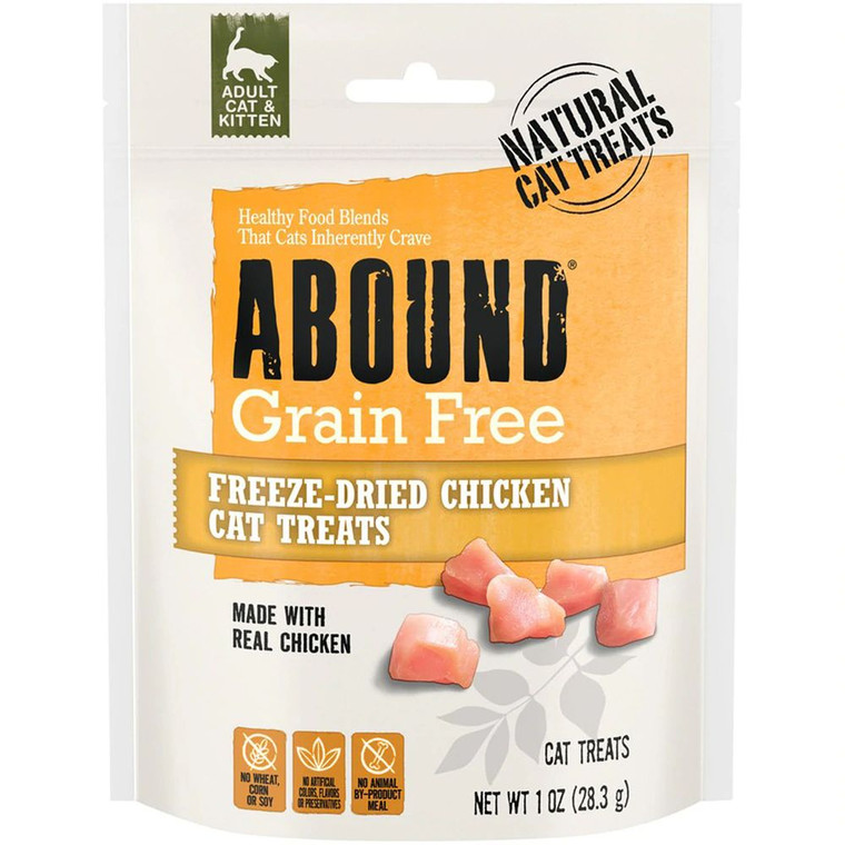 3 PACK OF Abound Freeze-Dried Cat Treats Grain Free Chicken -- 1 oz