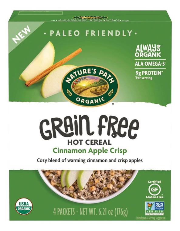 3 PACK OF Natures Path Grain Free Hot Cereal Cinnamon Apple Crisp -- 6.21 oz