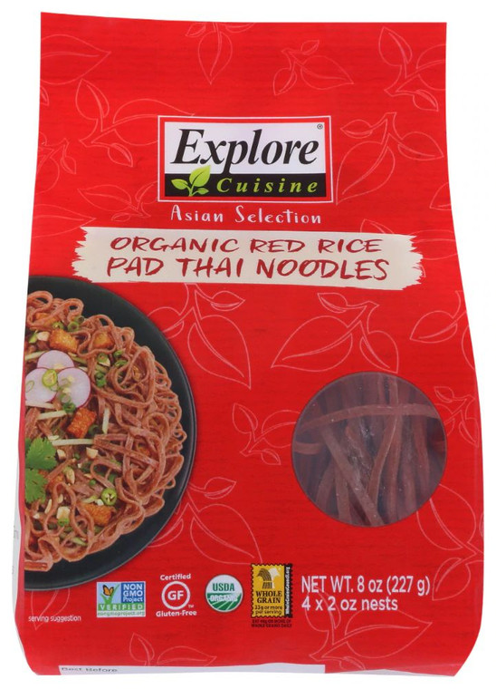 3 PACK OF Explore Cuisine Organic Red Rice Pad Thai Noodles -- 8 oz