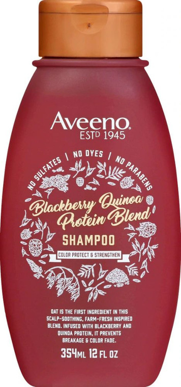 3 PACK OF Aveeno Shampoo Blackberry & Quinoa Protein Blend -- 12 fl oz