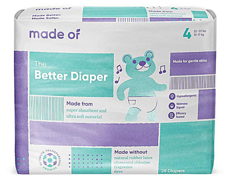 MADE OF Disposable Baby Diapers - Size 4 -- 28 Diapers