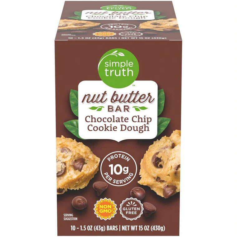 Simple Truth Nut Butter Bar Chocolate Chip Cookie Dough -- 10 Bars