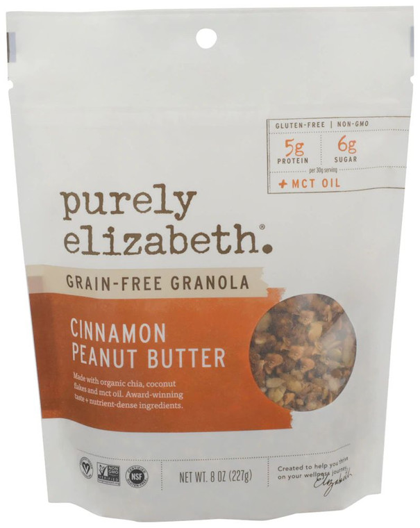 Purely Elizabeth Grain-Free Granola with MCT Oil Cinnamon Peanut Butter -- 8 oz Each / Pack of 6