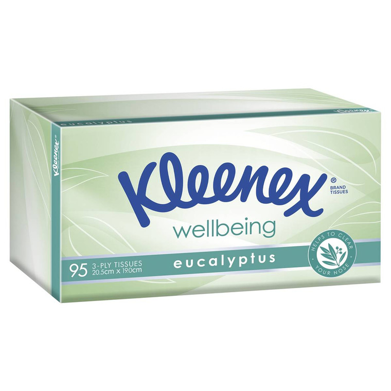 5 PACK of Kleenex Facial Tissues Extra Care Eucalyptus 95 pack
