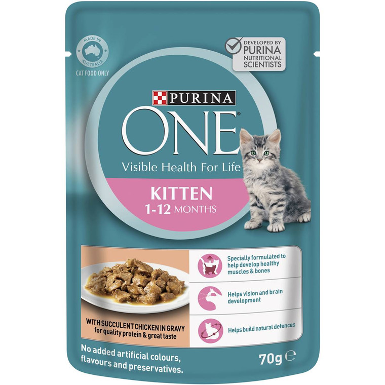5 PACK of Purina One Wet Cat Food Pouch Kitten Chicken 70g
