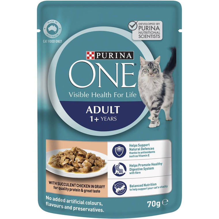 5 PACK of Purina One Wet Cat Food Pouch Chicken 70g