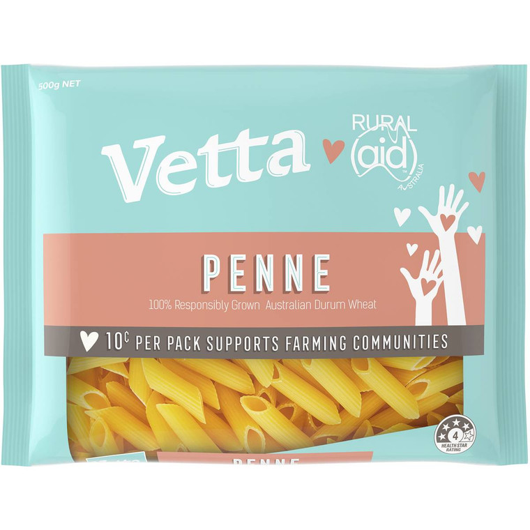 5 PACK of Vetta Rural Aid Penne Pasta 500g