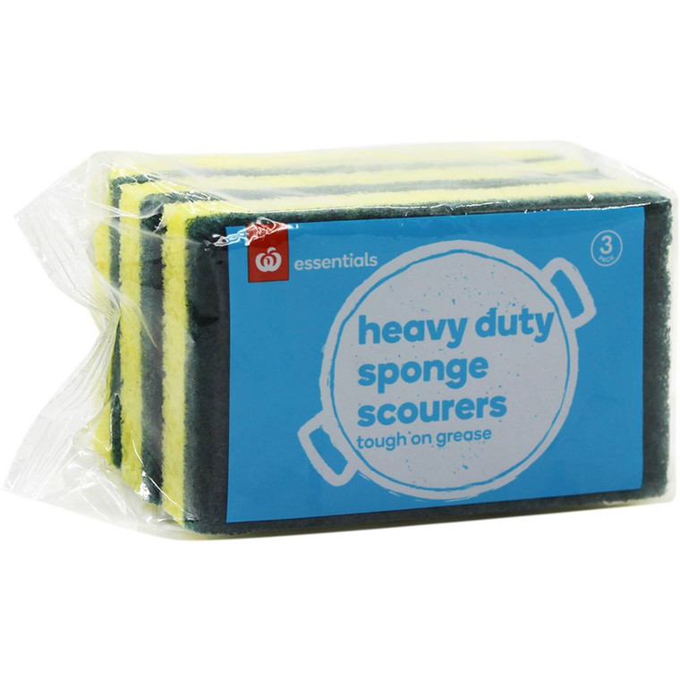 5 PACK of Essentials Heavy Duty Sponge Scourer 3 Pack