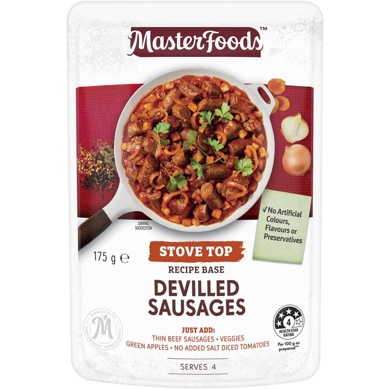5 PACK of Masterfoods Devilled Sausages Recipe Base 175g