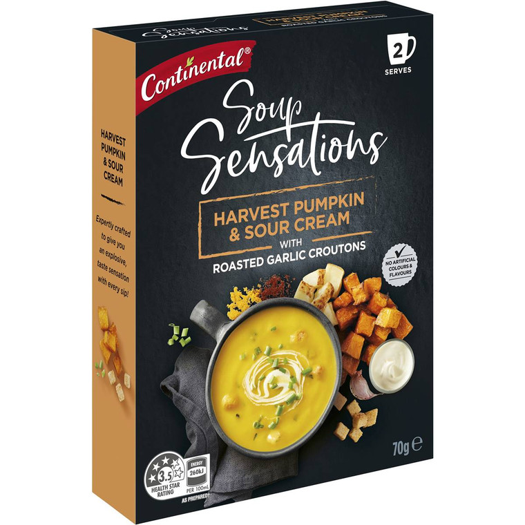 5 PACK of Continental Soup Sensations Harvest Pumpkin & Sour Cream 70g