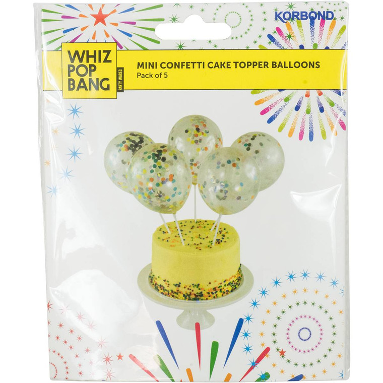 5 PACK of Korbond Mini Cake Topper Confetti Balloons 5 pack