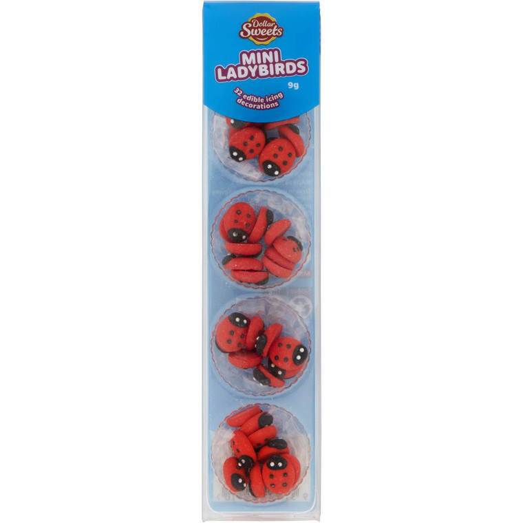 5 PACK of Creative Kitchen Mini Lady Birds Cake Decorations 32pk