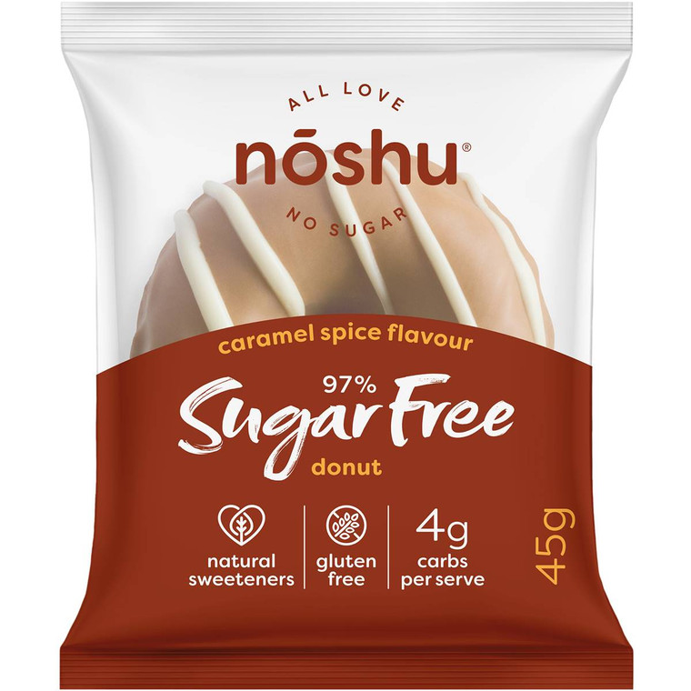 5 PACK of Noshu 97% Sugar Free Caramel Spice Donut 45g