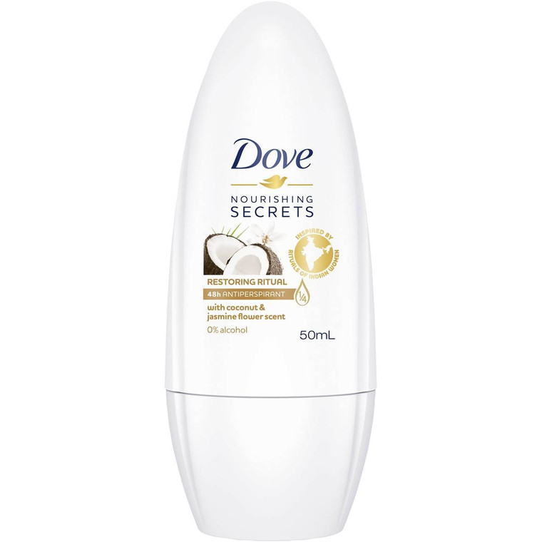 5 PACK of Dove Antiperspirant Roll On Coconut & Jasmine Flower 50ml