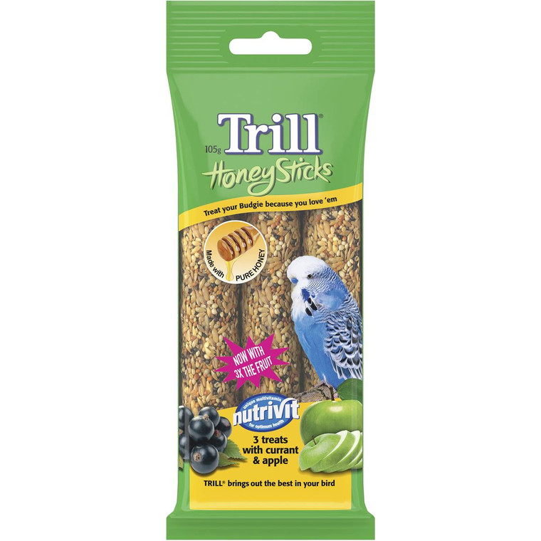 5 PACK of Trill Bird Honey Stick Variety Budgerigar 105g