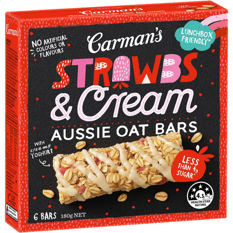 5 PACK of Carman's Strawberry & Cream Aussie Oat Bars 6 pack