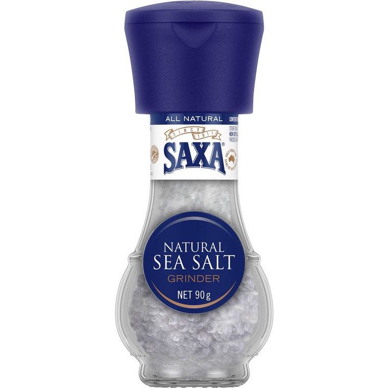 5 PACK of Saxa Natural Sea Salt Grinder 90g
