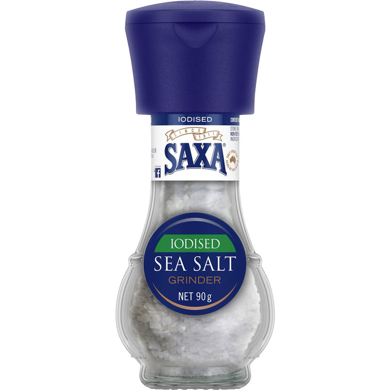 5 PACK of Saxa Iodised Sea Salt Grinder 90g