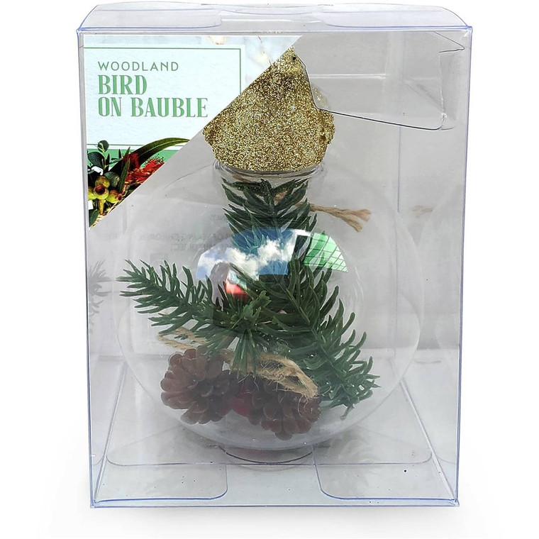 5 PACK of Christmas Woodland Bird On Bauble
