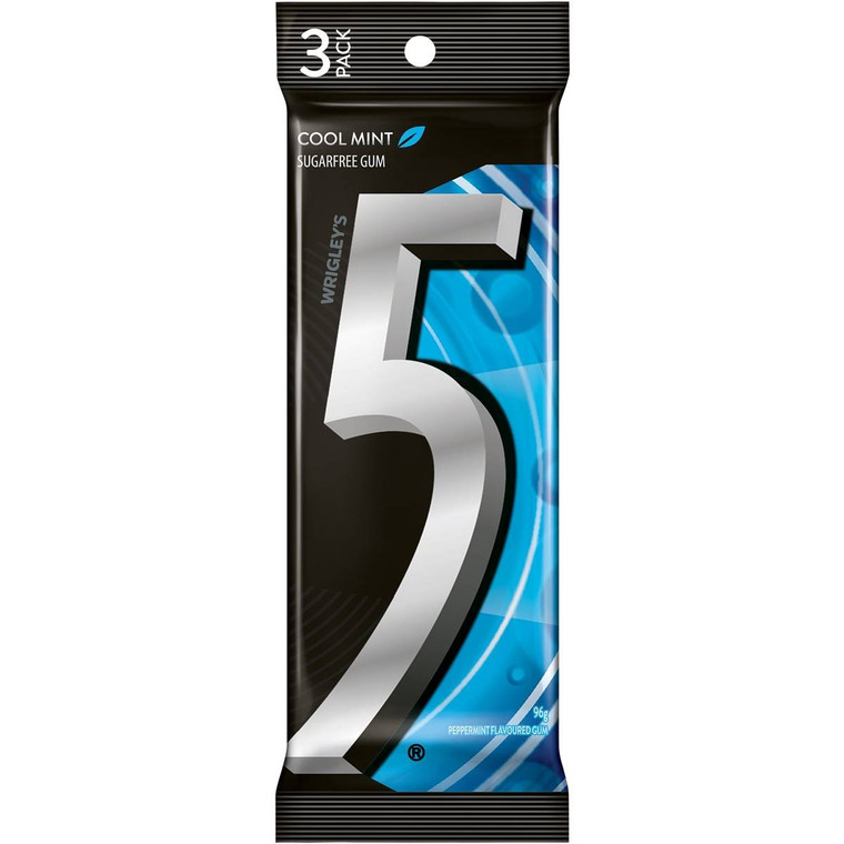 5 PACK of Wrigley's 5 Gum Cool Mint Sugar Free 3 pack