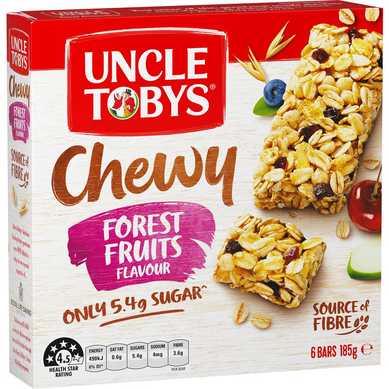5 PACK of Uncle Tobys Muesli Bars Chewy Forest Fruits 6 pack