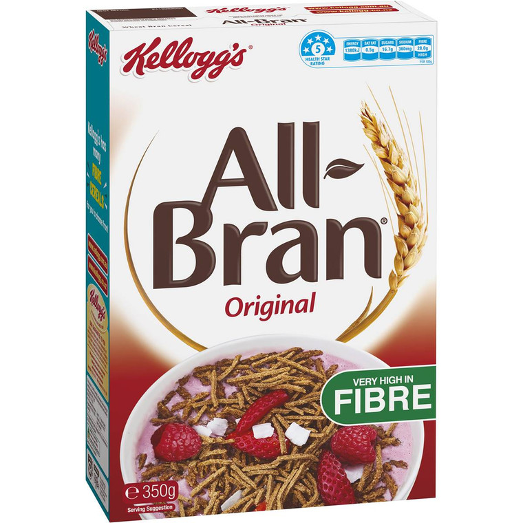 5 PACK of Kellogg's All-bran High Fibre Breakfast Cereal 350g