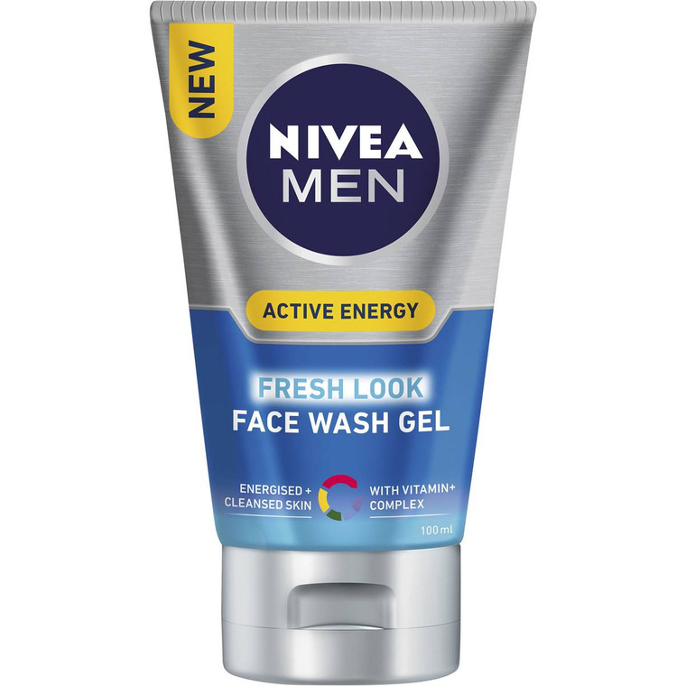 5 PACK of Nivea Men Active Energy Face Wash Gel Cleanser 100ml