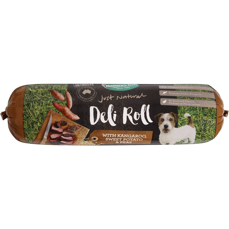 5 PACK of Nature's Gift Adult Dog Roll Kangaroo Sweet Potato & Peas 1.4kg