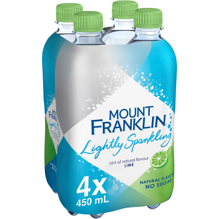 5 PACK of Mount Franklin Lightly Sparkling Lime Water 450ml x4 pack