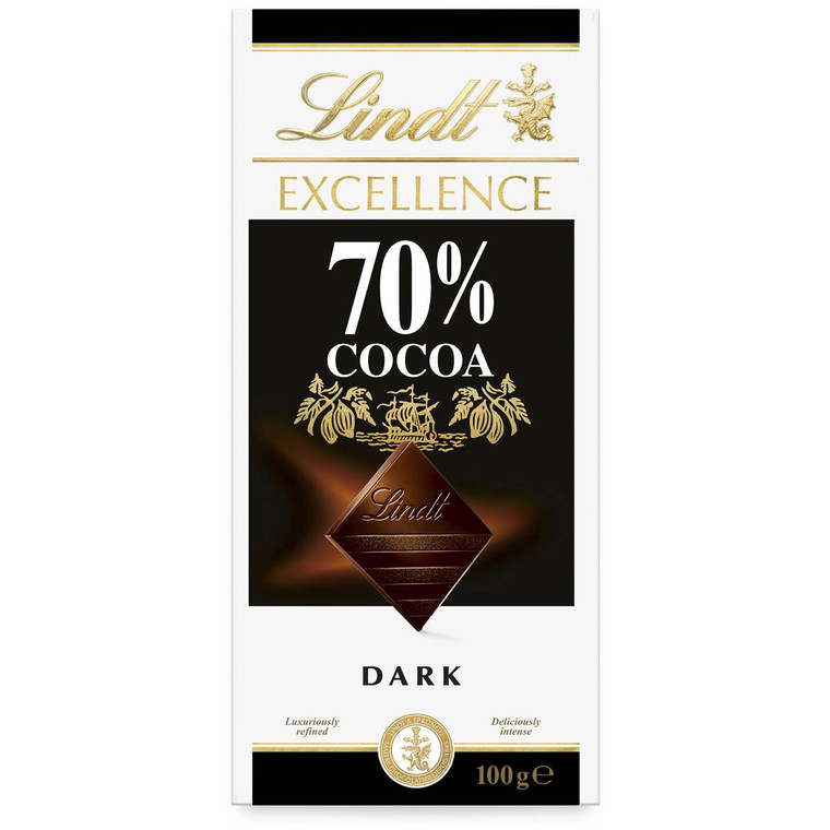 5 PACK of Lindt Excellence Dark Chocolate 70% Cocoa Block 100g