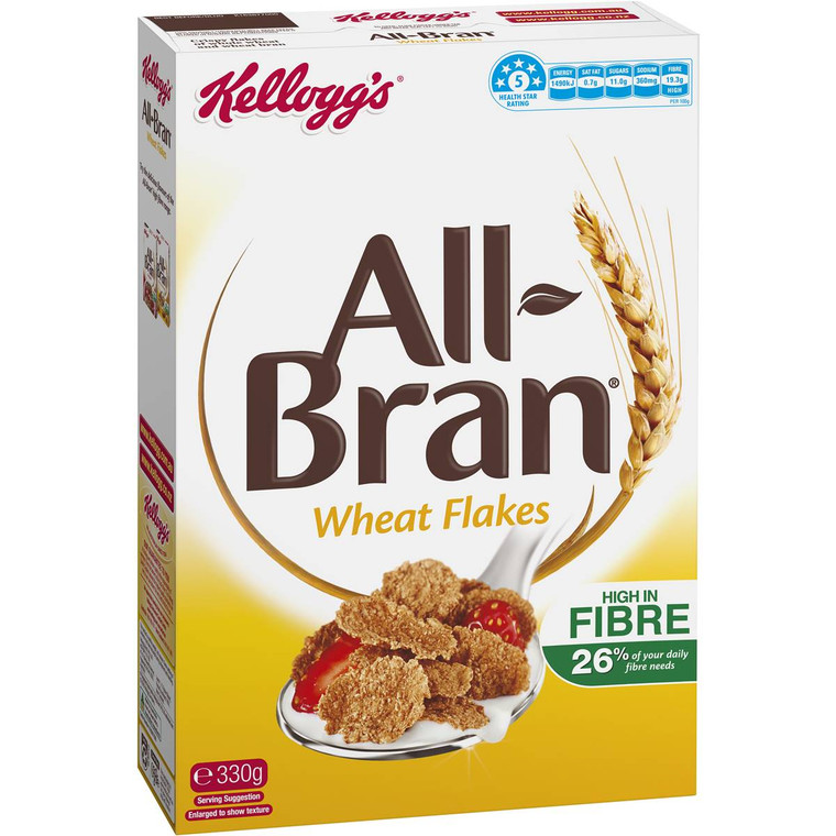 5 PACK of Kellogg's All-bran Wheat Flakes Breakfast Cereal 330g