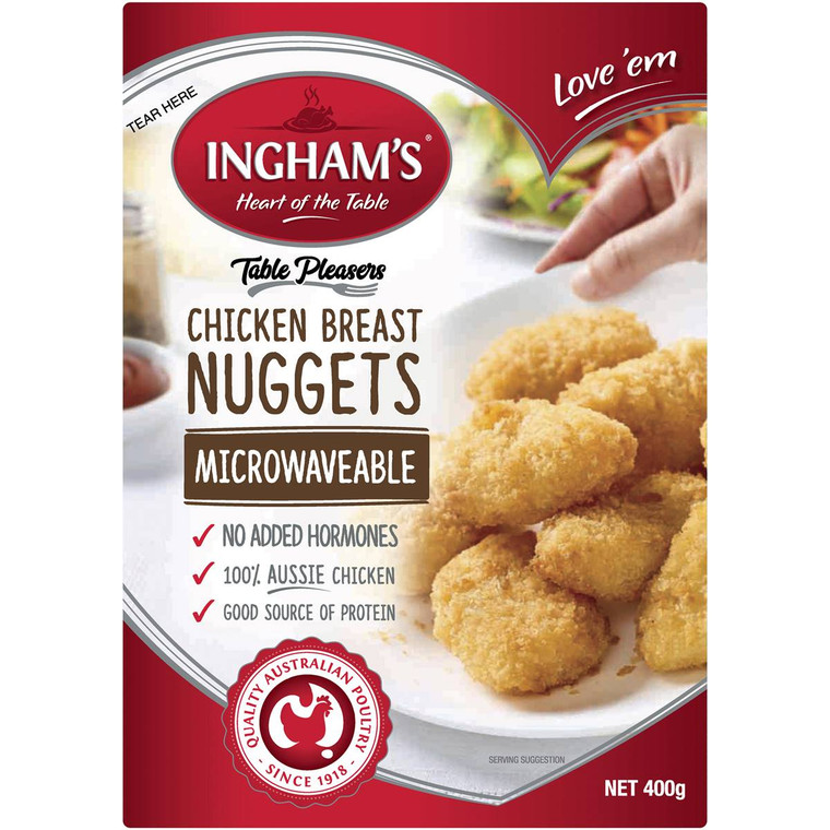 5 PACK of Ingham's Frozen Chicken Nuggets Microwave 400g