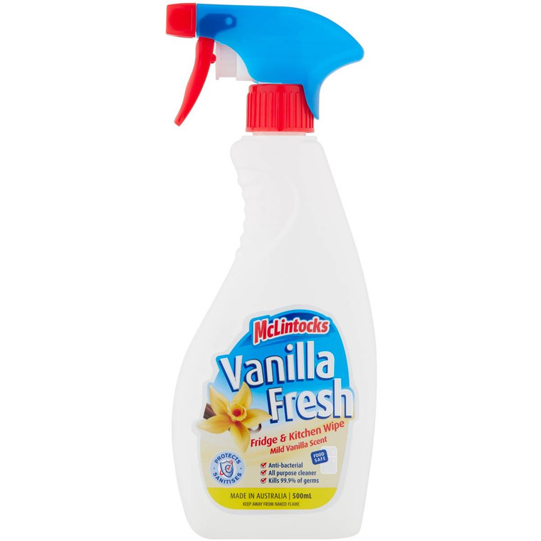 5 PACK of Mclintocks Vanilla Fresh Fridge Wipe & Deodorizer 500ml
