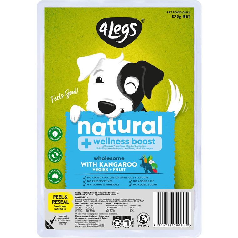 5 PACK of 4 Legs Wellness Kangaroo Dog Meatballs 870g