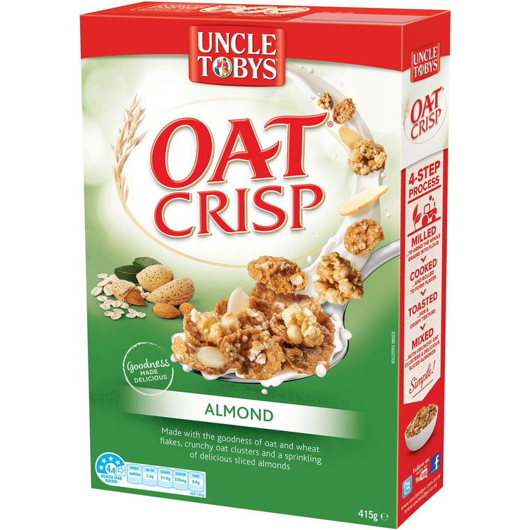 5 PACK of Uncle Tobys Cereal Oat Crisp Almond 415g