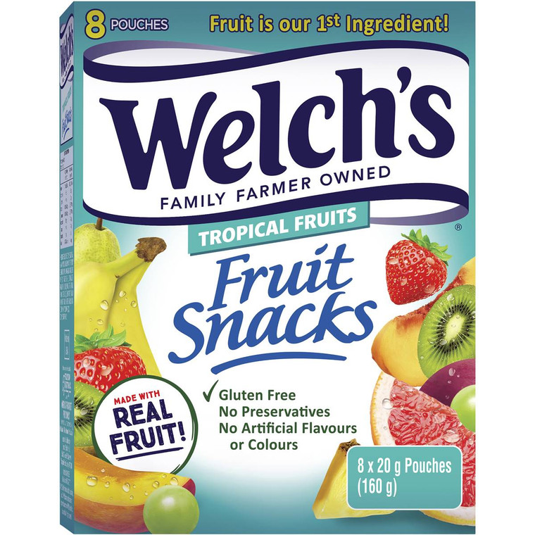 5 PACK of Welch's Tropical Fruits Fruit Snacks 160g