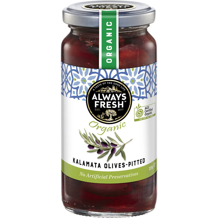 5 PACK of Always Fresh Organic Kalamata Pitted Olives 220g