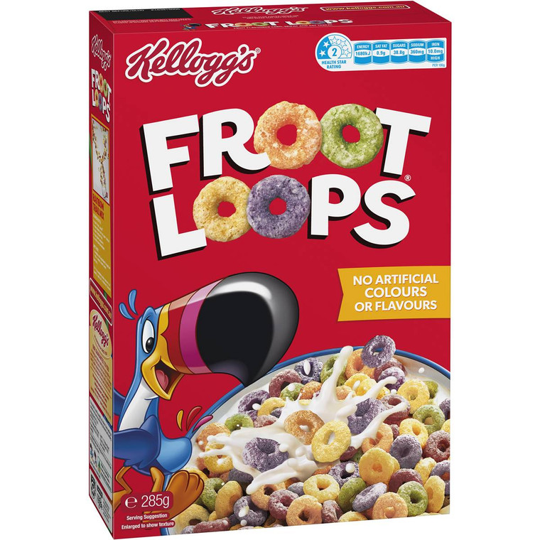 5 PACK of Kellogg's Froot Loops Breakfast Cereal 285g