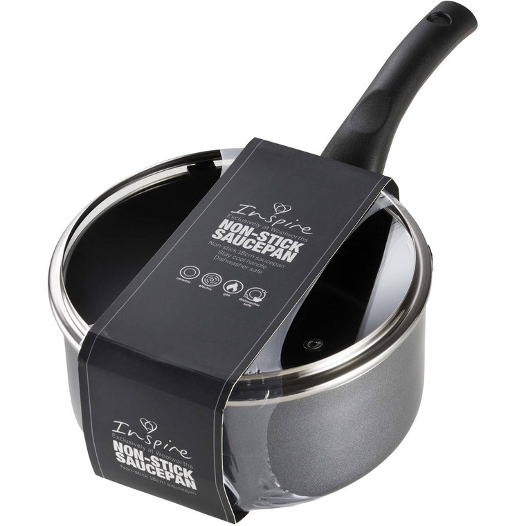 5 PACK of Inspire Non-stick 18cm Saucepan With Lid
