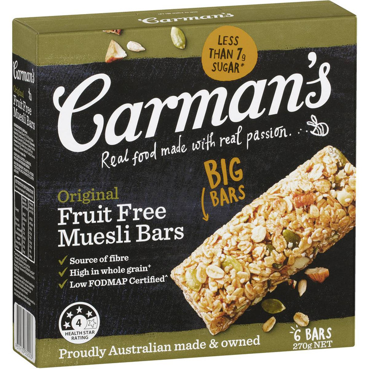 5 PACK of Carman's Original Fruit Free Muesli Bars 6 pack