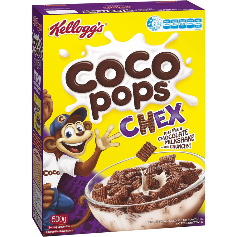 3 PACK OF Kellogg's Coco Pops Chex Breakfast Cereal 500g