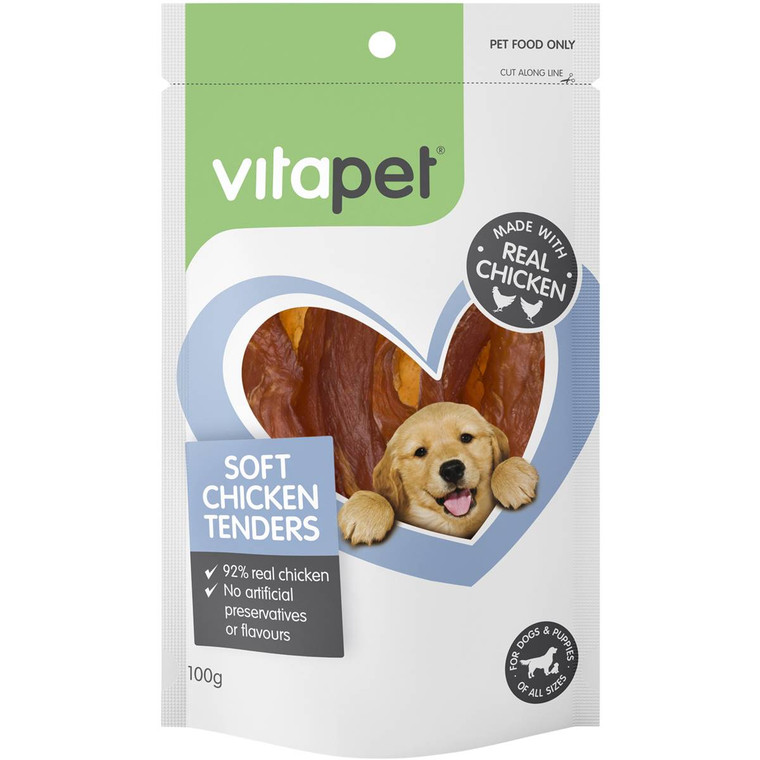 3 PACK OF Vitapet Soft Chicken Tenders 100g