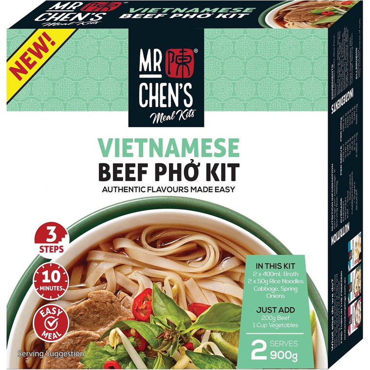 3 PACK OF Mr Chen's Vietnamese Beef Pho Kit  900g