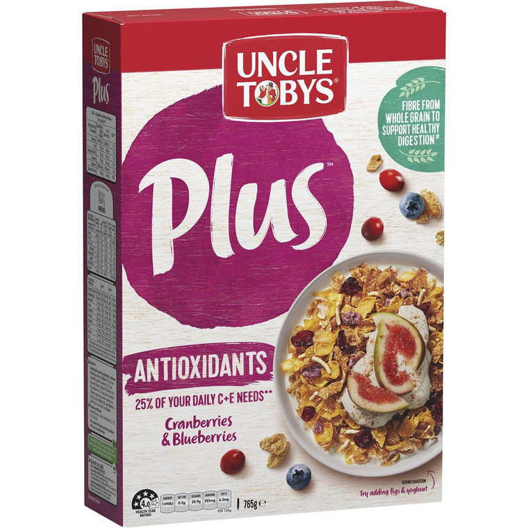 3 PACK OF Uncle Tobys Cereal Plus Antioxidant 765g