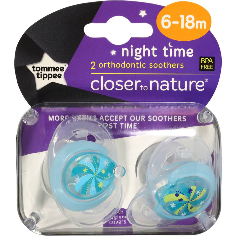 3 PACK OF Tommee Tippee Closer To Nature Night-time Soothers 6 To18 Months 2 pack