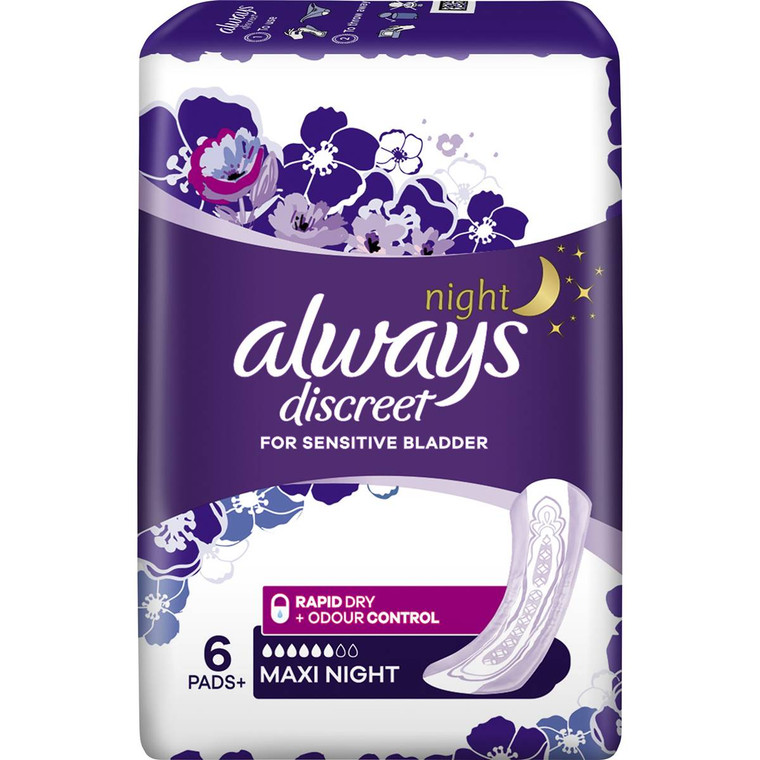 3 PACK OF Always Discreet Maxi Night For Bladder Leaks 6 pack