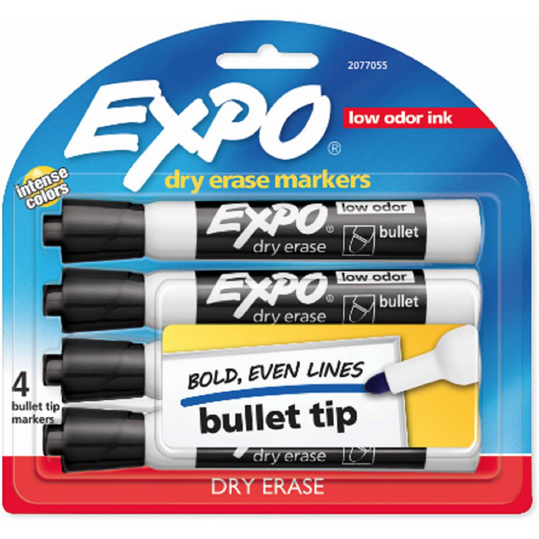 3 PACK OF Expo Bullet Black Dry Erase Markers 4 pack