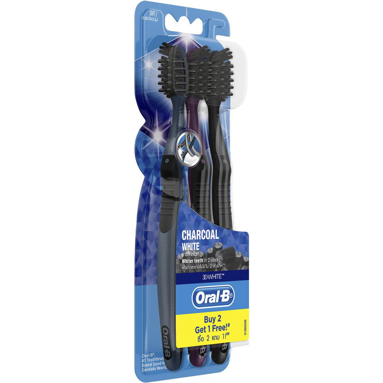 3 PACK OF Oral-b Cross Action Charcoal Manual Toothbrush 3 pack